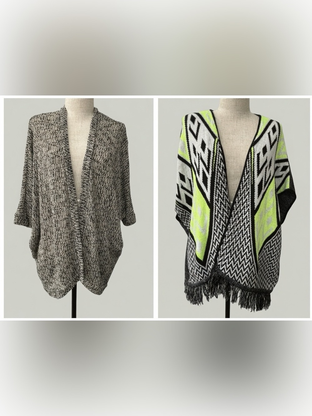 2 knit cardigan/shawls: Painted Threads + Say What? EUC size XS / one size